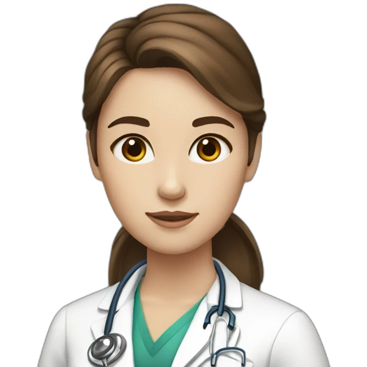 Girl white skin brown hair brown eyes doctor emoji