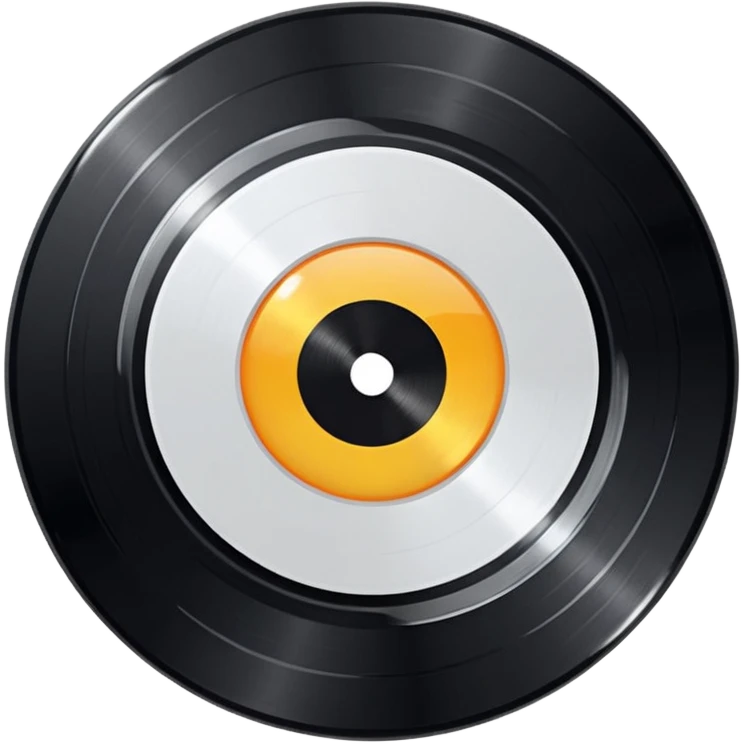 a black vinyl record with a all white blank center emoji