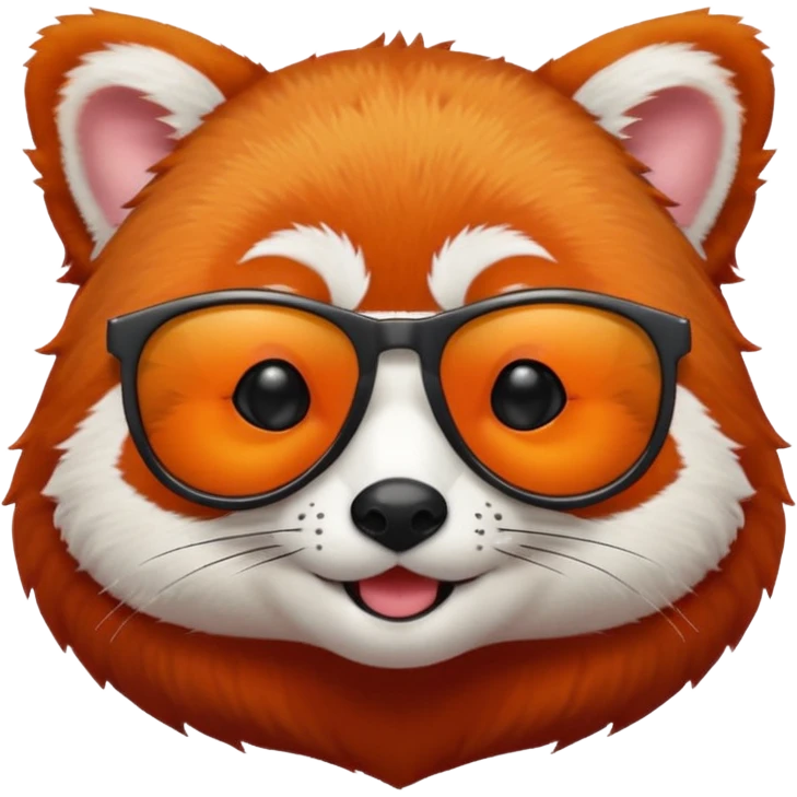 A red panda with no eyes, shades on and smiling emoji