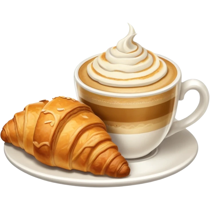 Croissant and capuccino breakfast emoji