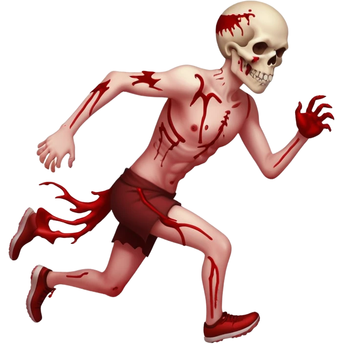 Demons covered in blood and guts. Full body running to the right. In the style of your bleeding skull art emoji