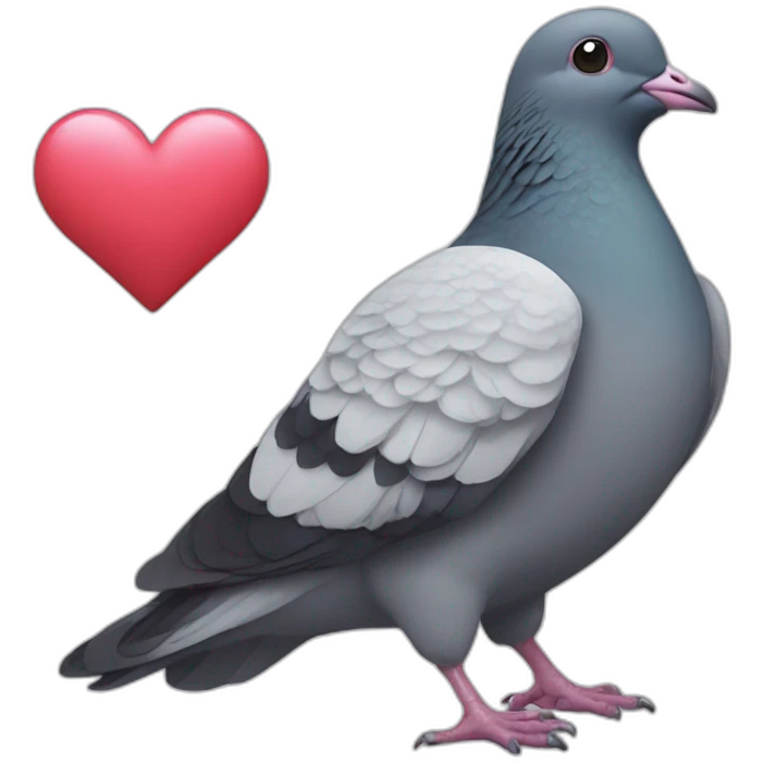 Pigeon holding a heart emoji