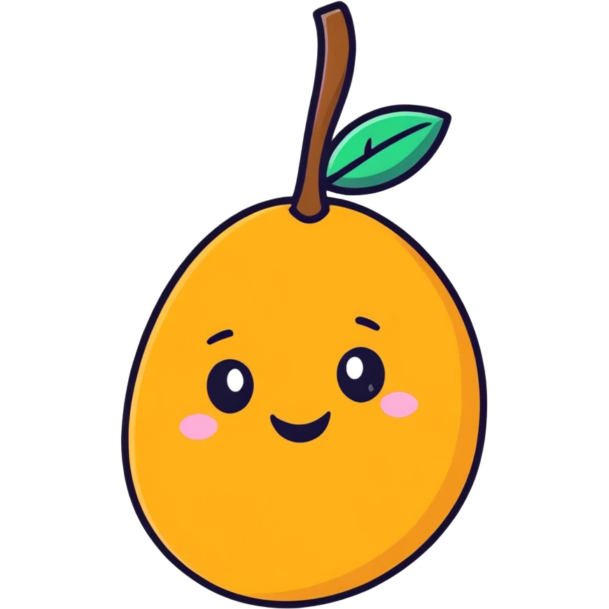 Mango with eyes and smile emoji