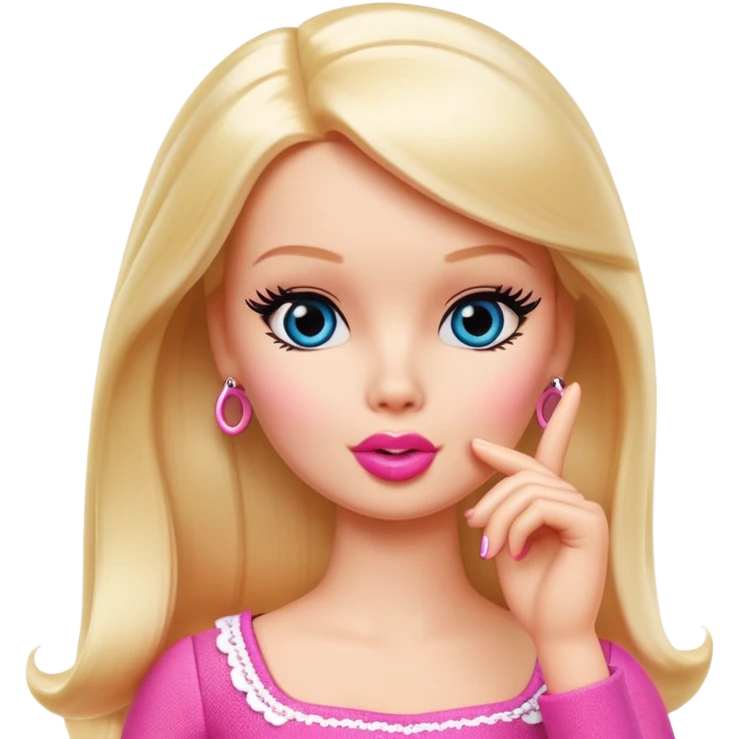 a barbie that shushes with her finger emoji