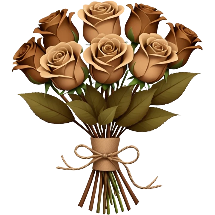 Bouquet of brown roses in a paper package emoji