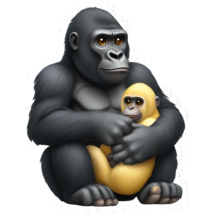 A gorilla holding a chick emoji