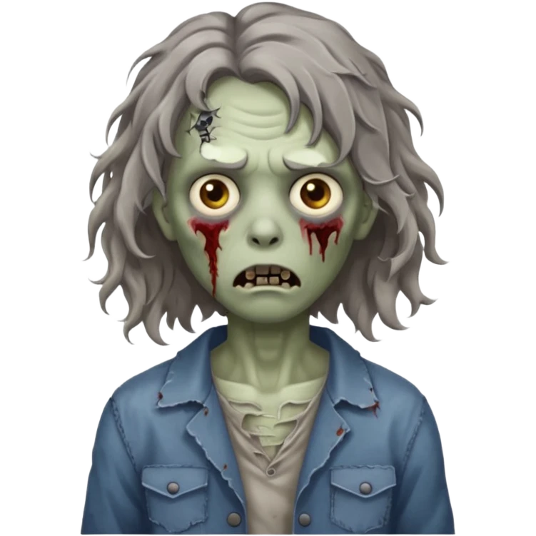 Zumbie de cabelo ondulado medio emoji