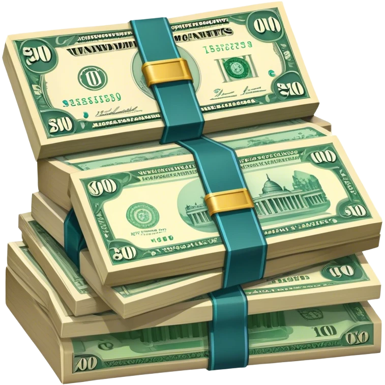 Icon for Banknote Collecting: a collection of old, rare banknotes with intricate designs and historical significance, stacked or displayed in an album. The icon should evoke the fascination with collecting currencies from different eras and countries. Transparent background. emoji