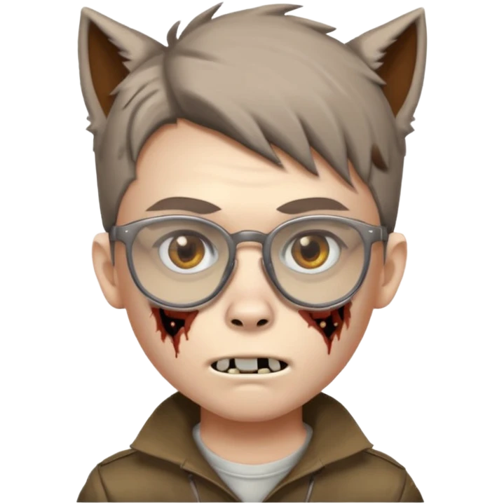boy zombie with a brown wolf cut and glasses emoji