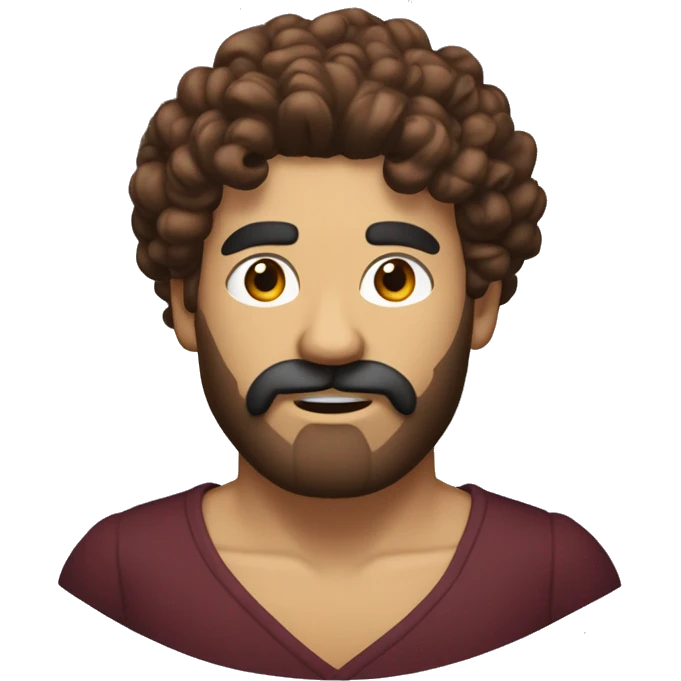 A maroon tied-back hairstyle (bun hidden) with slightly wavy, orderly hair. A reddish, long, slightly curly beard with a short, neatly trimmed mustache. No facial features, skin, or body visible. Transparent background for AR use. emoji