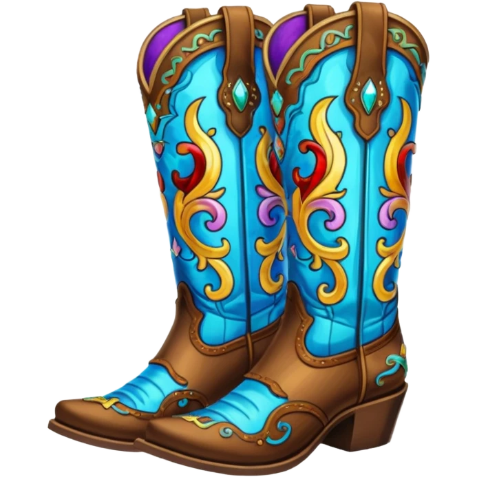 Stained glass cowgirl boots emoji