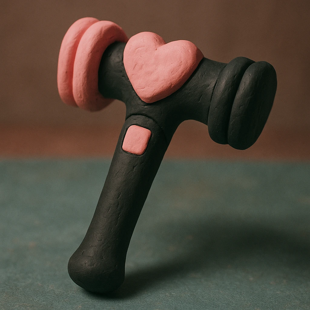 BLACKPINK-inspired object, black and pink colors, matte sculpted clay look, claymation style emoji