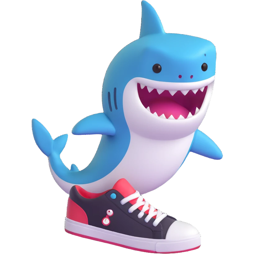 baby shark with cute sneakers emoji