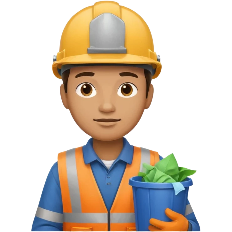 garbage man with helmet holding garbage  emoji
