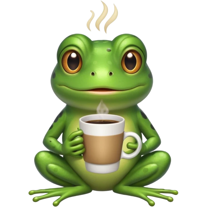 Frog holding coffee cups emoji