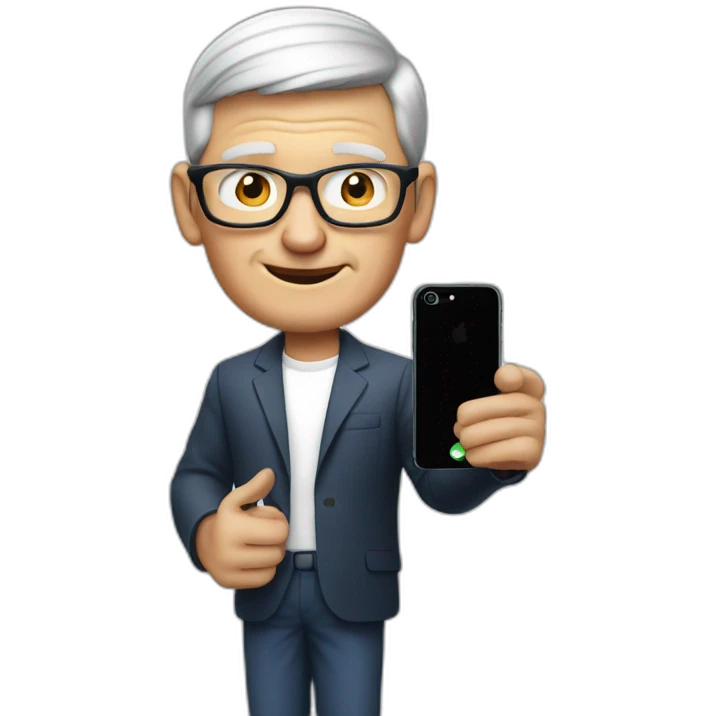 Tim cook taking photo with iPhone emoji