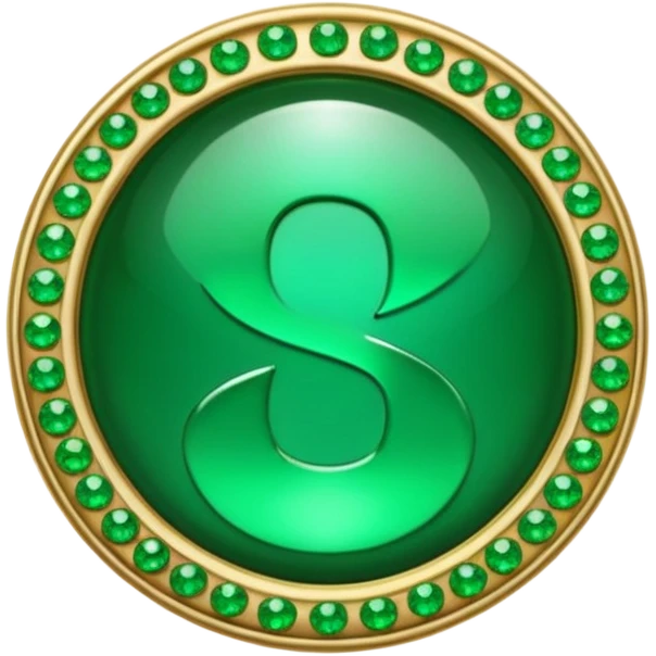 Create a custom emoji badge featuring a stylized, glossy letter “S”. Theme it according to the Emerald rank from League of Legends. Use deep green gemstones, bright emerald glows, and polished metallic framing. Luxurious and clean.
] emoji