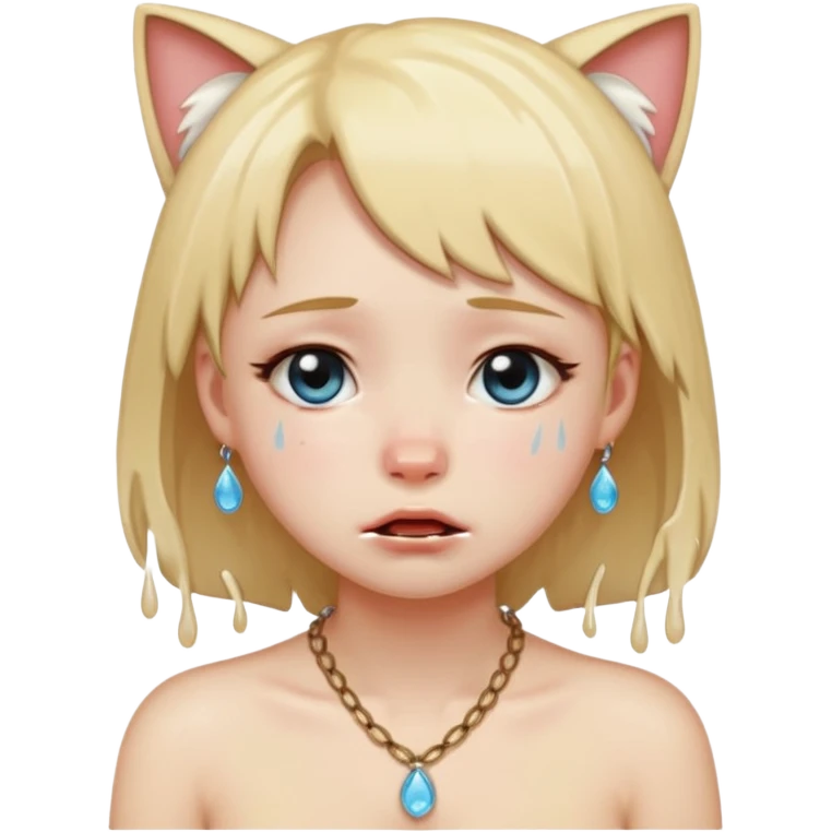 Neko girl. Crying because lost n emoji