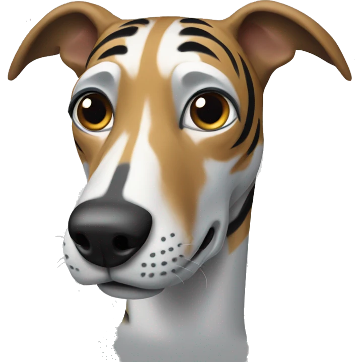  tiger greyhound with grey stripe on its face emoji