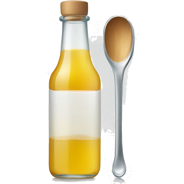 bottle of vinegar and a glass of water with a spoon sticking inside the glass emoji