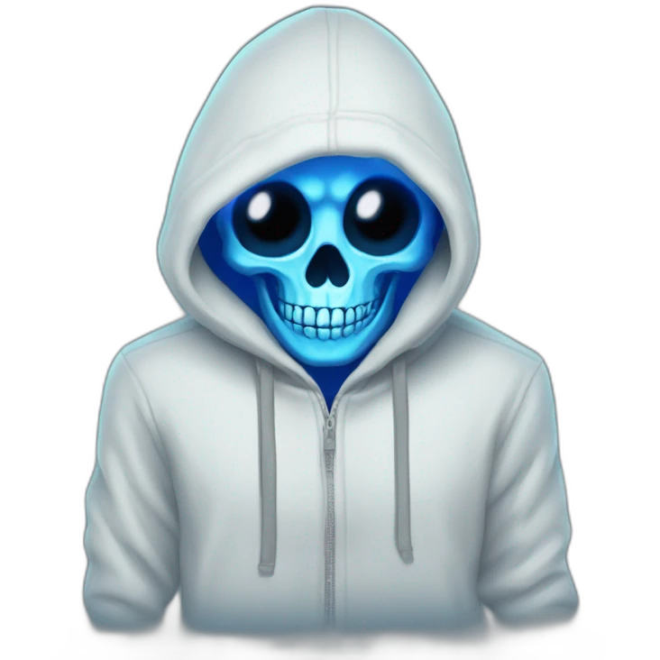 Blue hoodie skeleton glowing eye emoji