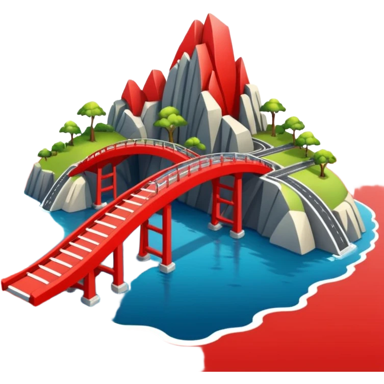 advanced modern island with advanced infrastructure with a red bridge  emoji