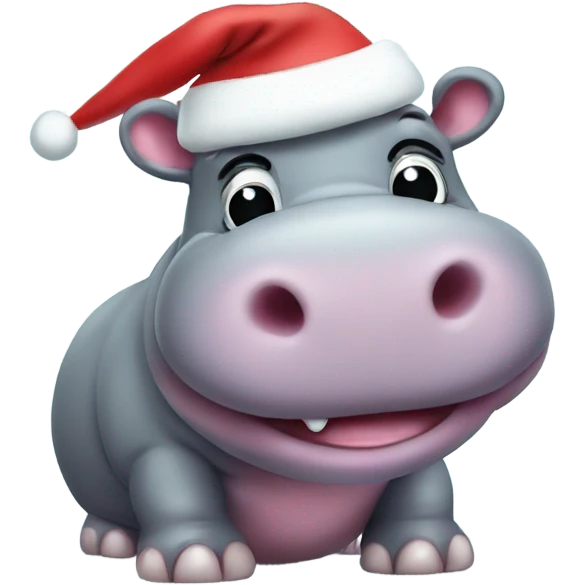Cute christmas hippo emoji