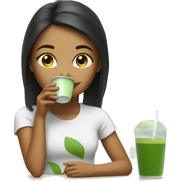 Girls drinking Matcha in a Hub emoji