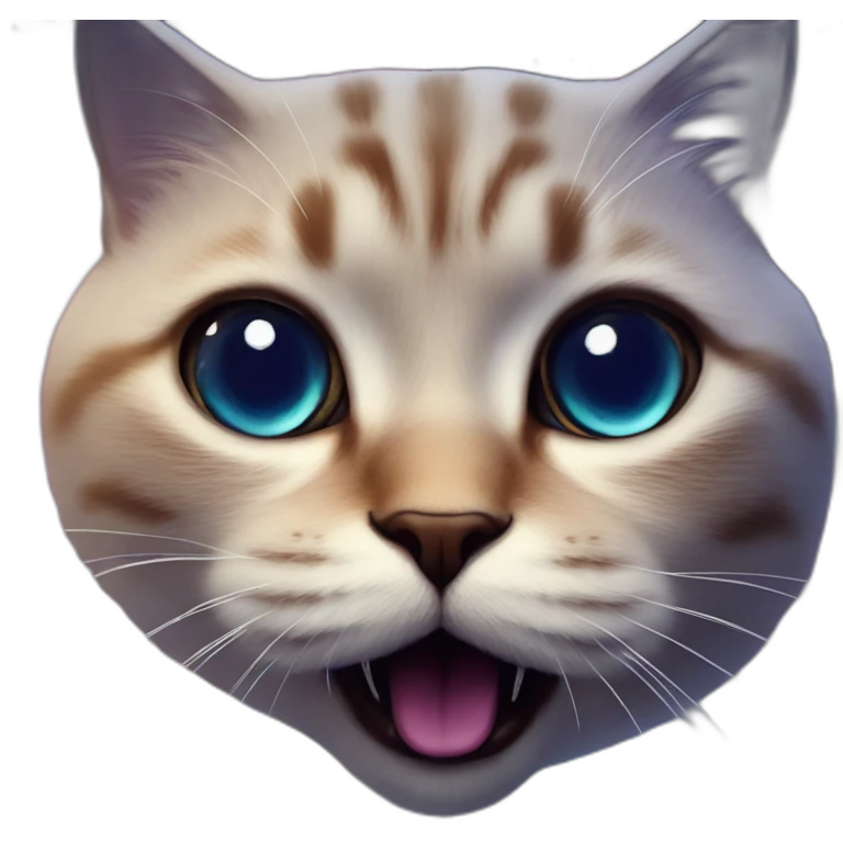 cat face surprising at galaxy in realistic nebula in cosmic space emoji