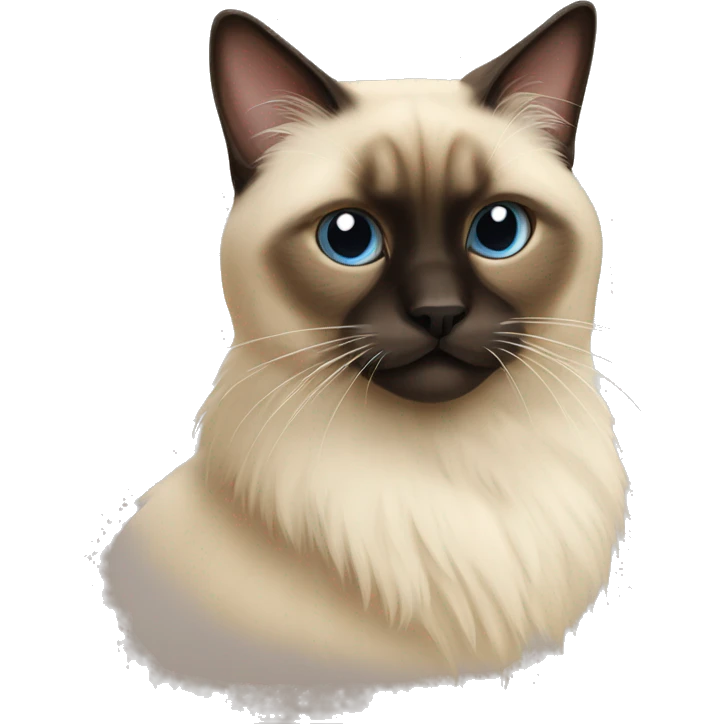 Hairy and fluffy Siamese cat emoji