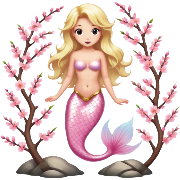 full body blonde light pink mermaid,Cherry blossom emoji
