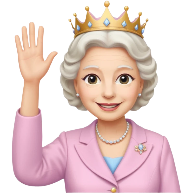Queen Elizabeth waves in pastel clothes emoji