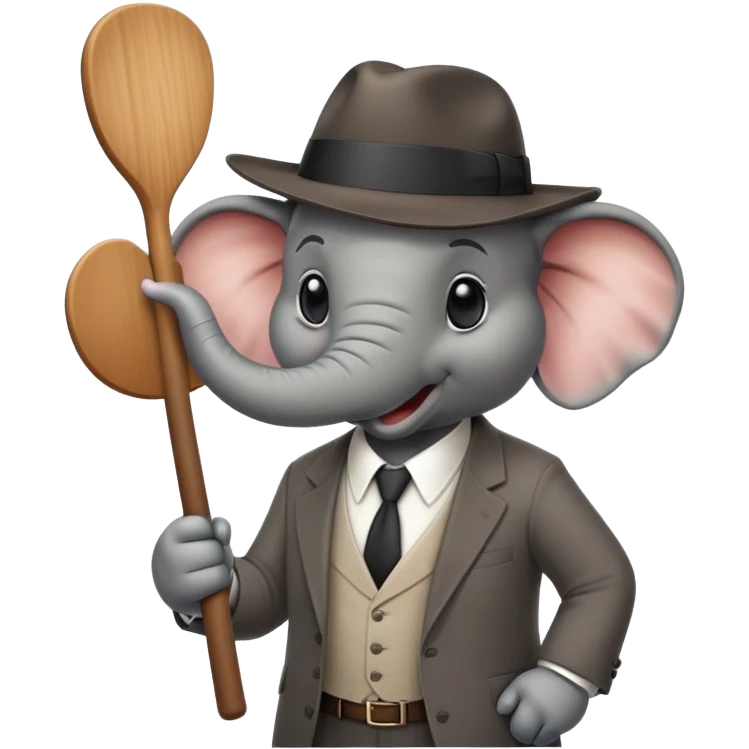 elephant mafia boss with fedora hat holding a paddle emoji