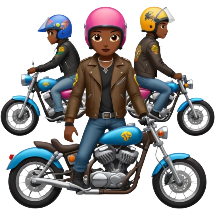 Japanese biker gang members riding motorcycles emoji