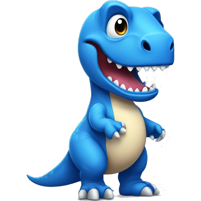 kwaii cute blue t-rex cartoon emoji emoji