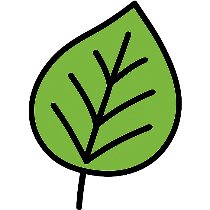 green leaf icon with black outlines emoji