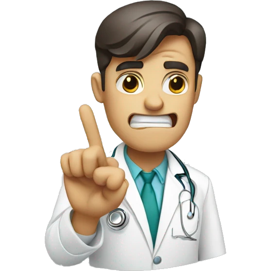 doctor angry saying no with finger emoji
