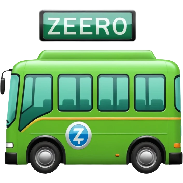 green electric bus with a zero euro bill, no text on the bus emoji