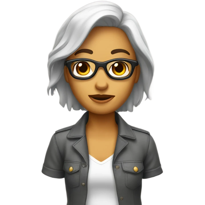 chica pelirroja con chinos y lentes  emoji