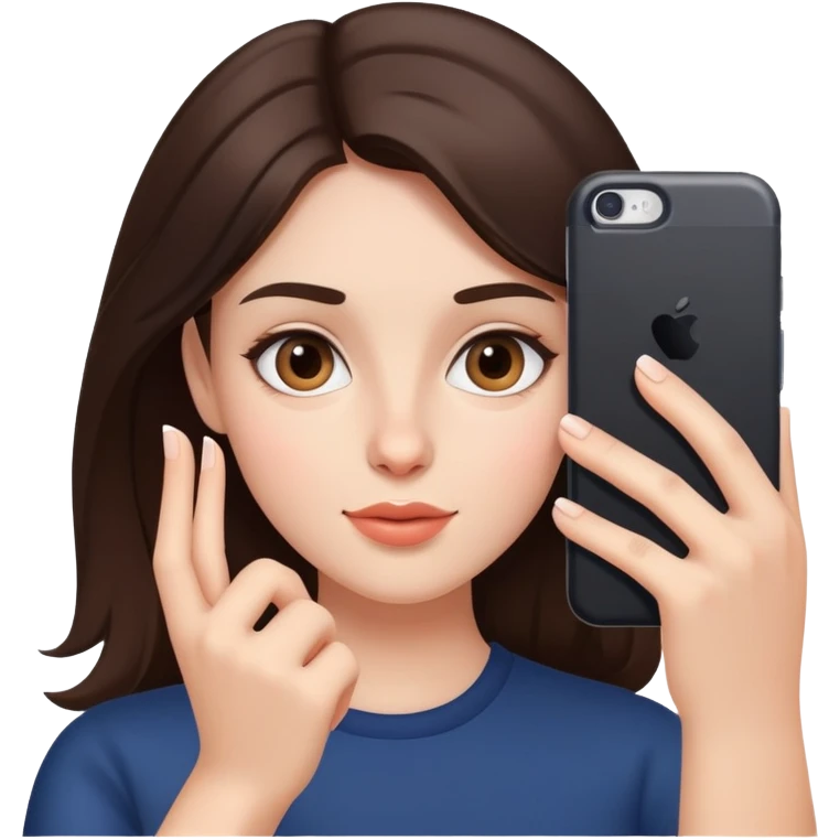 A brunette girl takes a selfie emoji
