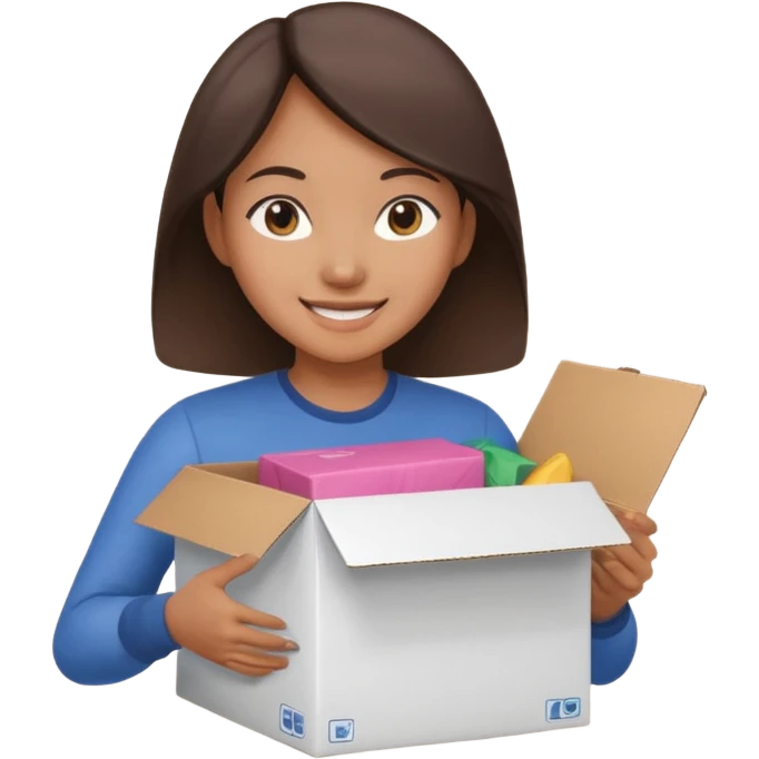 택배박스를 포장하는 동양인 여자 emoji