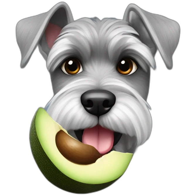 funny Zwergschnauzer with an avocado in his mouth emoji