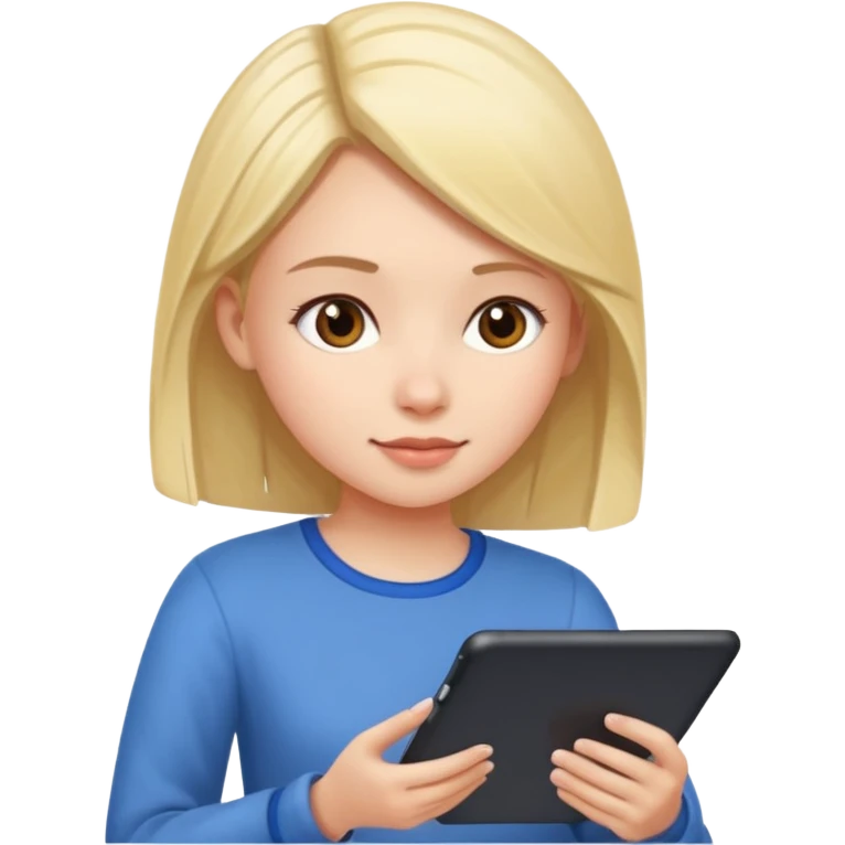 A girl typing in  a tablet emoji