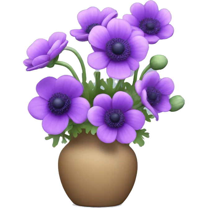 Purple anemone flowers in vase emoji