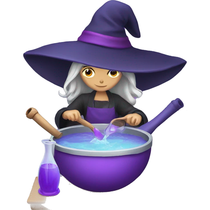 Witch cooking purple water potion emoji