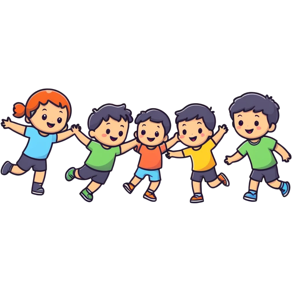 group of happy kids playing emoji