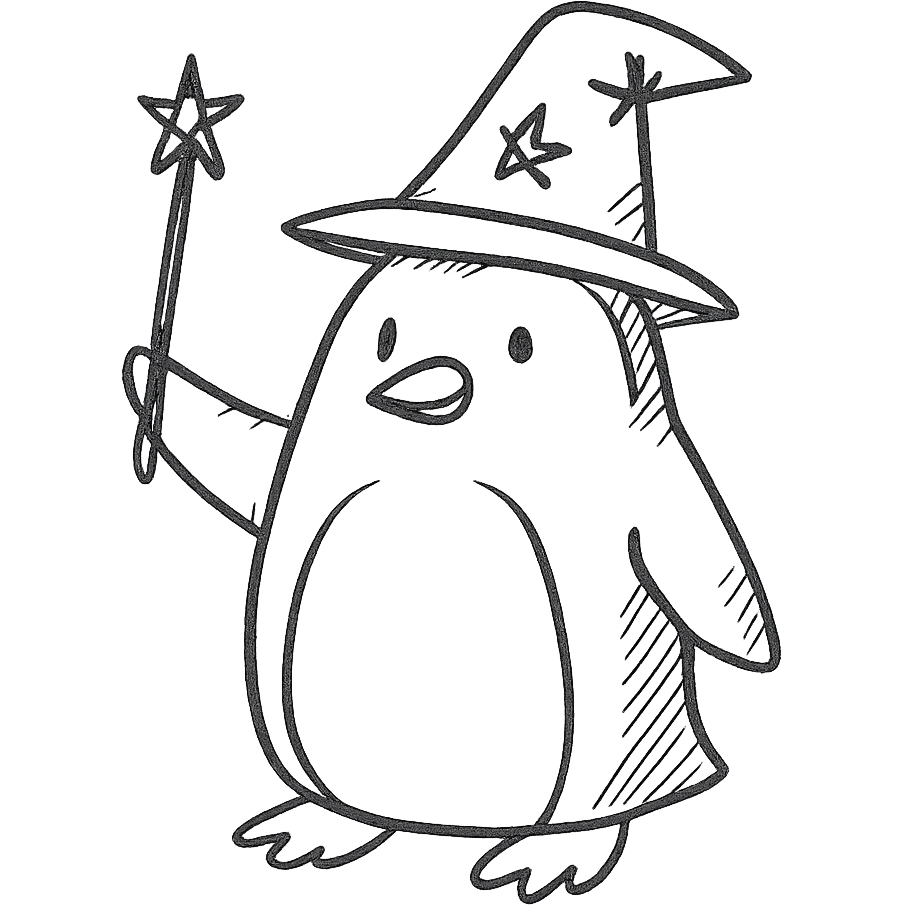 A penguin wizard emoji