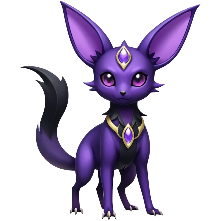 Shiny Exotic Badass Royal Mysterious Gothic Noibat-Espeon-Umbreon-Pokémon-Fakémon-hybrid-creature (full body) emoji