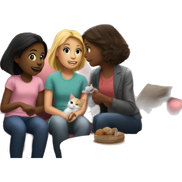 Two girls and a cat watching a movie in a house overlooking the Eiffel Tower emoji