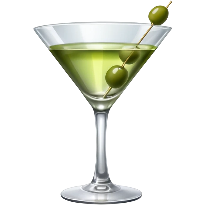 martini with 3 olives. liquid should be a bit more of a clear color. tiny hue of green emoji